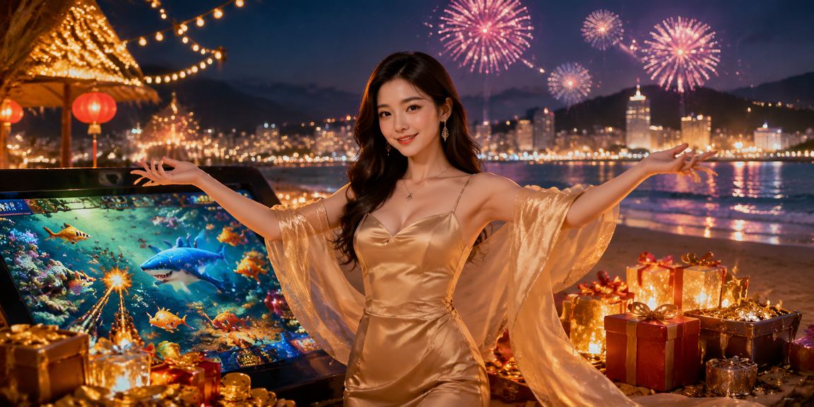Người chơi tại bãi biển Quy Nhơn thưởng thức trò chơi bắn cá và kiểm tra tiền thưởng trên điện thoại